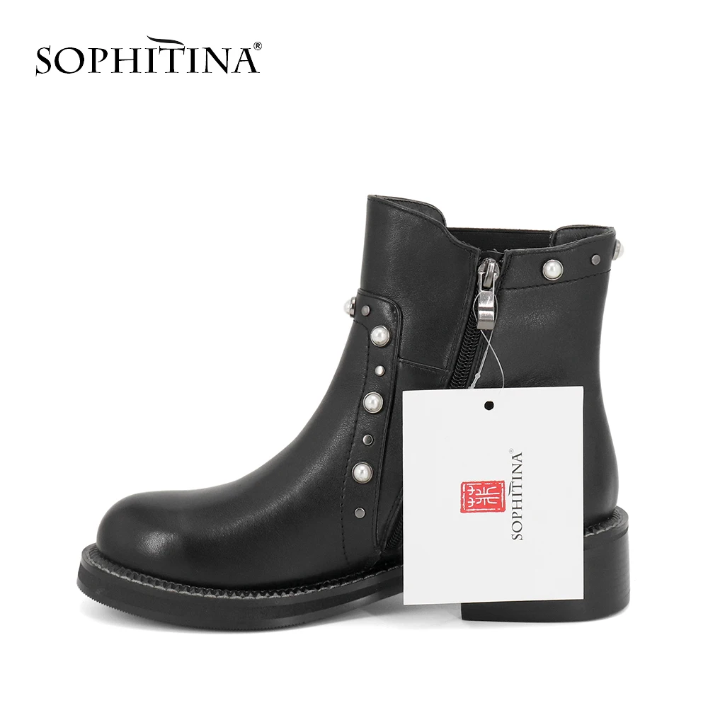 Женские ботильоны из натуральной кожи SOPHITINA повседневные теплые короткие