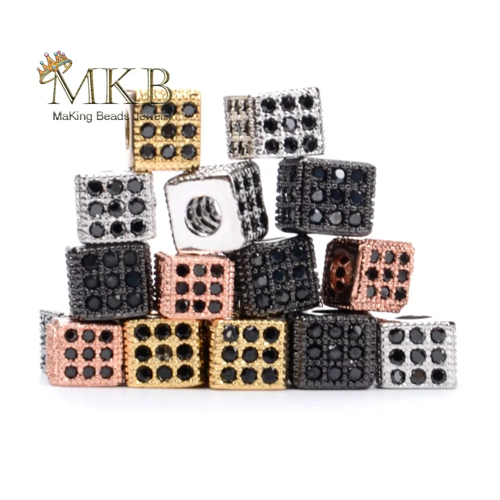 Квадратные бусины 5 шт./лот с микрозакрепкой из фианита для изготовления