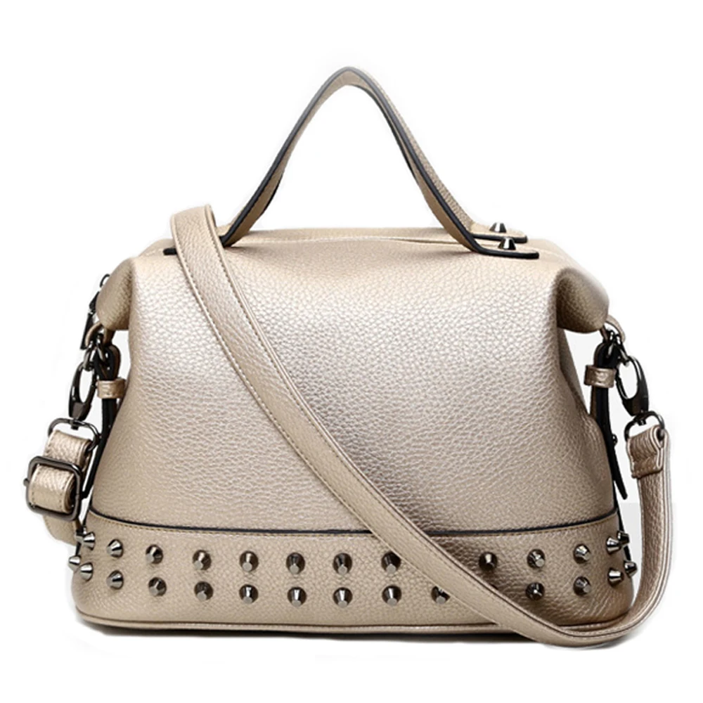 Сумка ALIEME женская с заклепками саквояж на плечо модный чемоданчик кросс боди