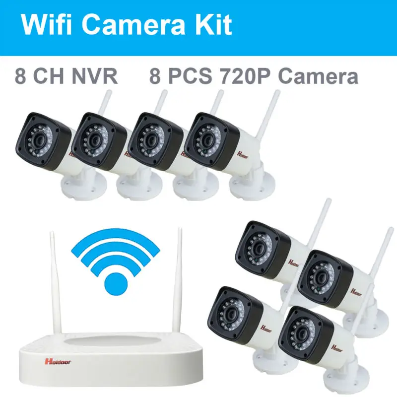 8ch HD Беспроводной NVR комплект 720 P 1.0mp WI-FI CCTV Системы ИК Ночное видение P2P охранных