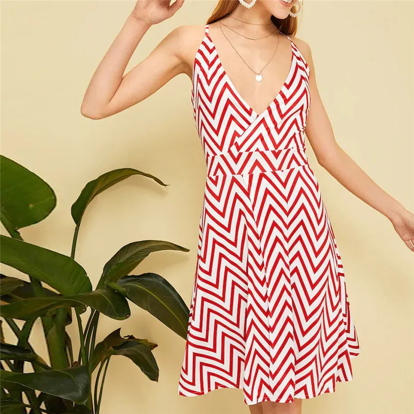 Модное Новое Женское летнее повседневное элегантное платье в полоску без