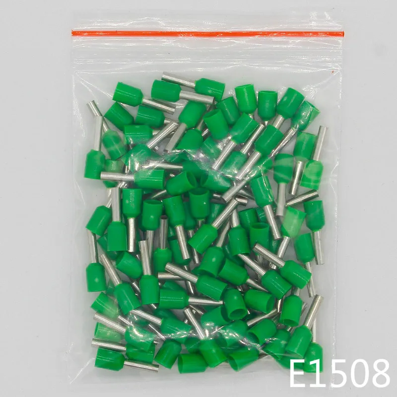 E1508 трубки Изоляционные изолированные терминалы 1.5MM2 100 шт./упак. кабель провода разъем изоляционные обжимной разъем E - Цвет: Green