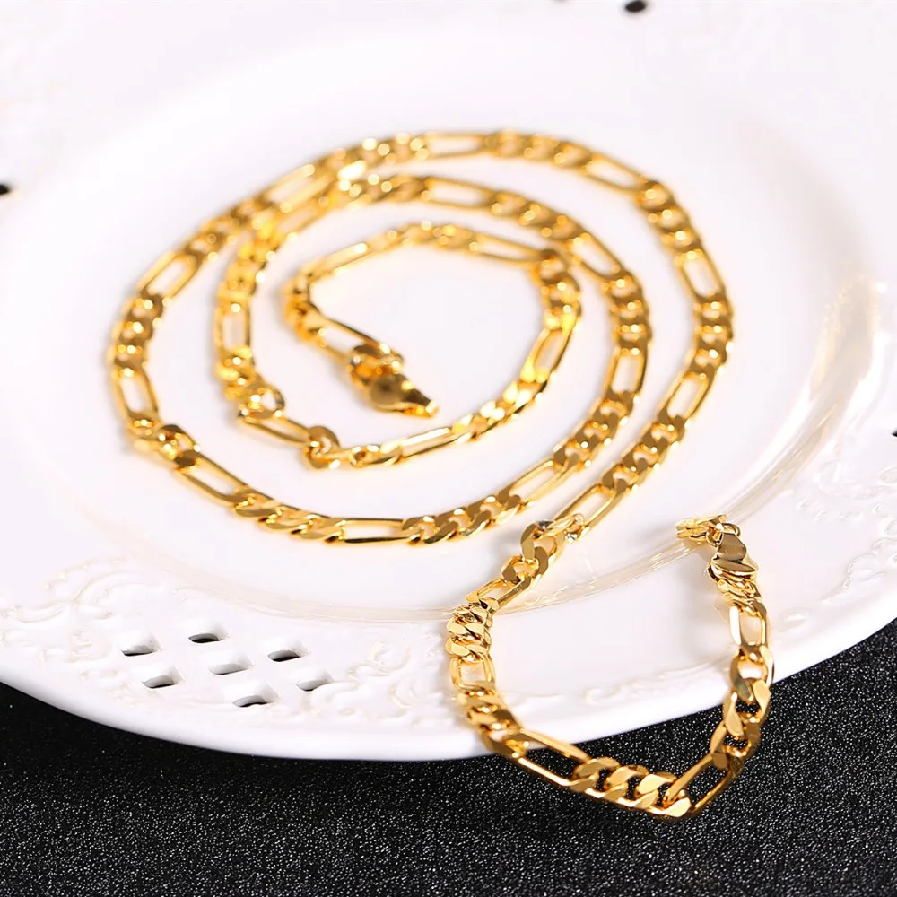 Цепочка из звеньев 24 каратного золота мужское ожерелье с лобстером модное