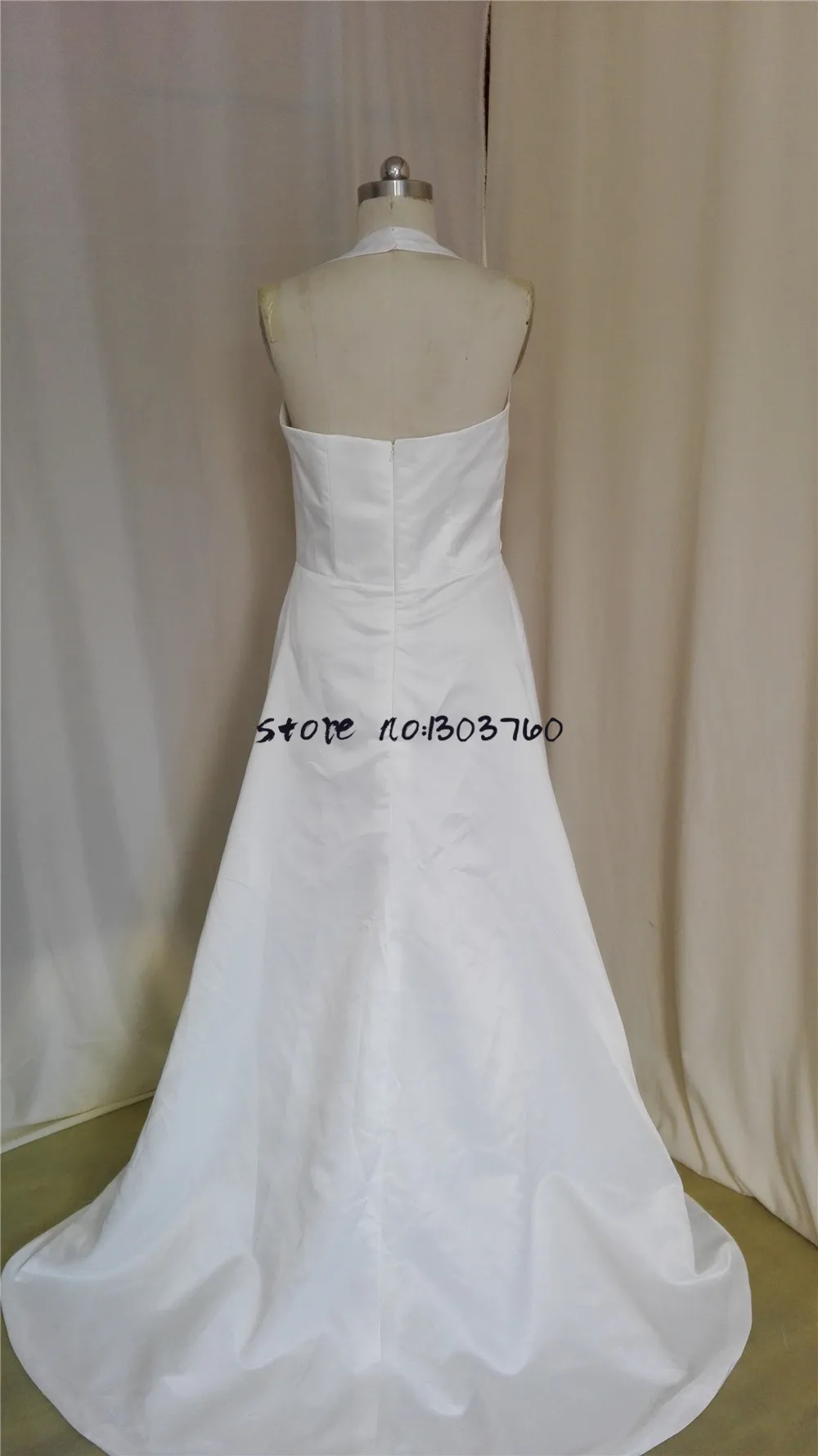 Vestidos De Novia 2017 без рукавов с лямкой на шее развертки поезд молния А-силуэт Низкая