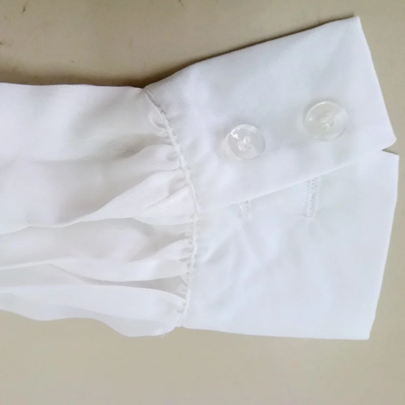 Fashion spring summer new women lace stitching chiffon loose Full-sleeve shirt O-Neck withe color long blouse tops