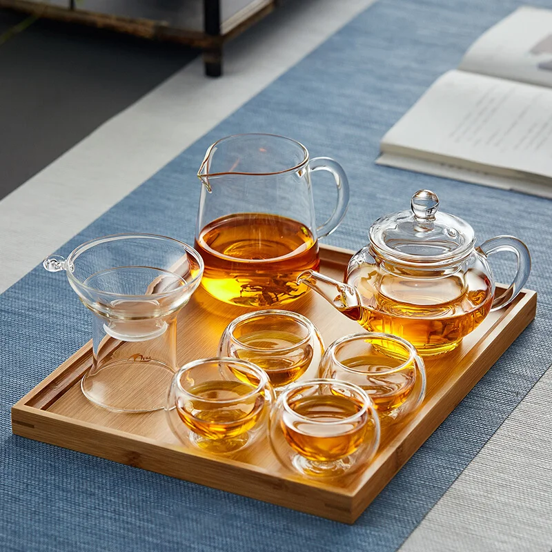 

Kung Fu Tea Set Set Household Tea Cup Teapot Filter with Tea Tray Fair Cup