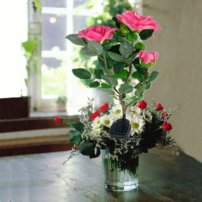 3 Roses Solar light Perfect quality LED Outdoor lighting Powerful solar panel garden Flower lights Insertable foot | Освещение