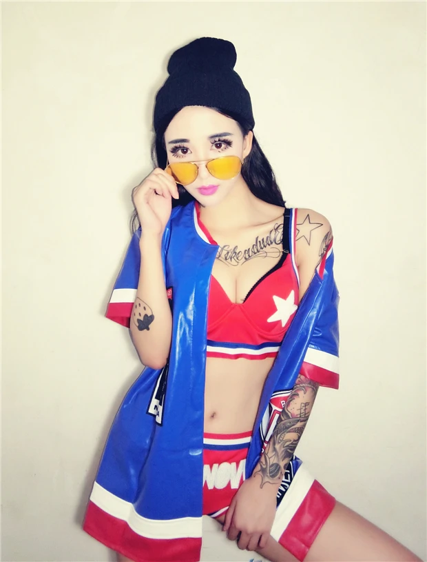 Vogue хип-хоп дамы уличных танцев наряды свободные короткий рукав куртка из