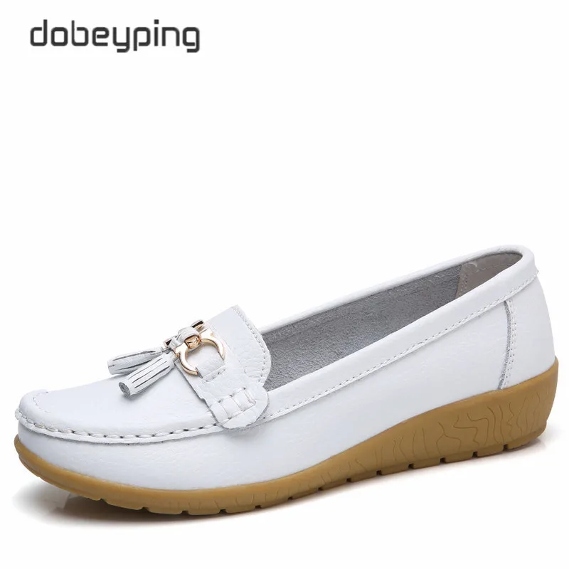 Dobeyping/ г.; весенне-Осенняя обувь; женская обувь из коровьей кожи на плоской подошве; женские лоферы без шнуровки; женские мокасины; большие размеры 35-41 - Цвет: White