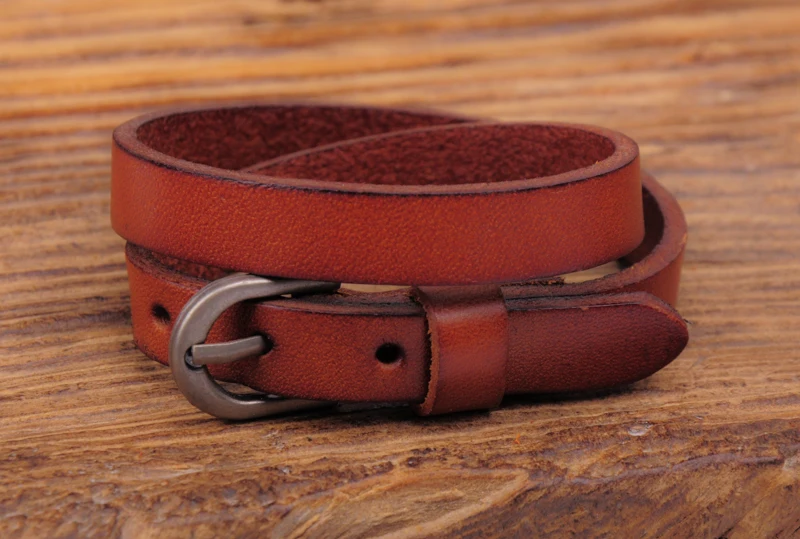 Мужской кожаный браслет G522 светло-коричневый Байкерский с металлической пряжкой