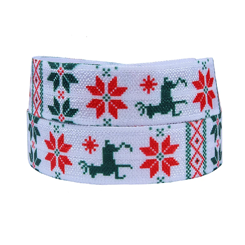 

FLRA FOE Free shipping FLORA RIBBONS Christmas aztec fold over elastic ribbon