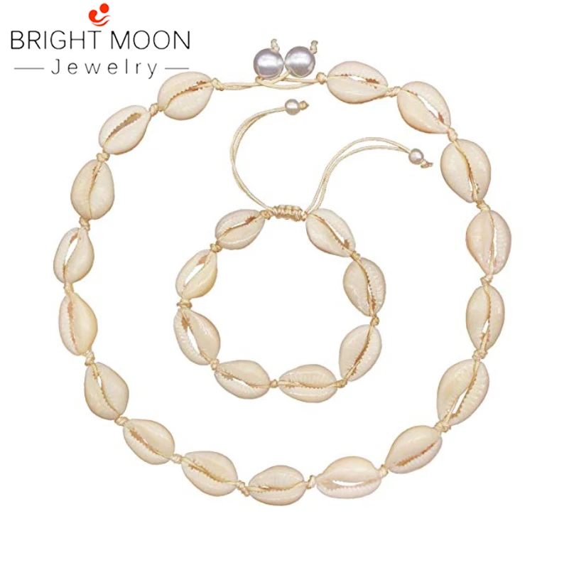 Яркая луна натуральный морской ракушка бусы ручной работы Гавайи Wakiki пляжное