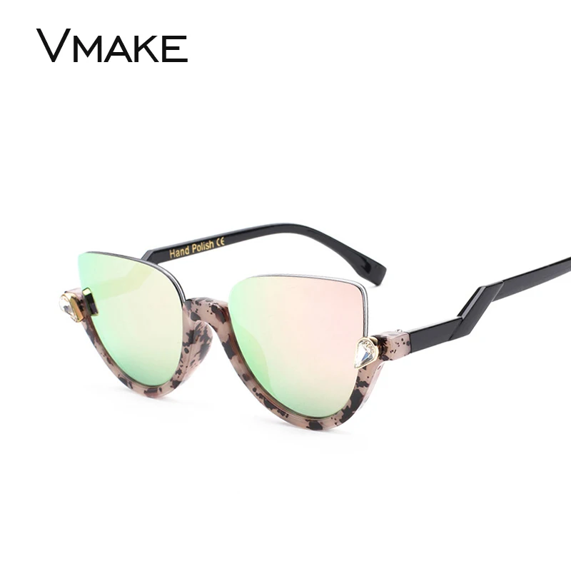 Vmake Новый Cat Eye Солнцезащитные очки для женщин Для специальные половины Рамки