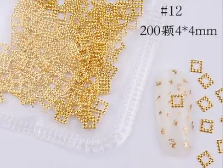 style12 3D Шпильки для ногтей, пустотелая металлическая заклепка, металлическое украшение/золотисто-серебристые шпильки/геометрический маникюр в золотой оправе, сделай сам, дизайн ногтей - Цвет: style12