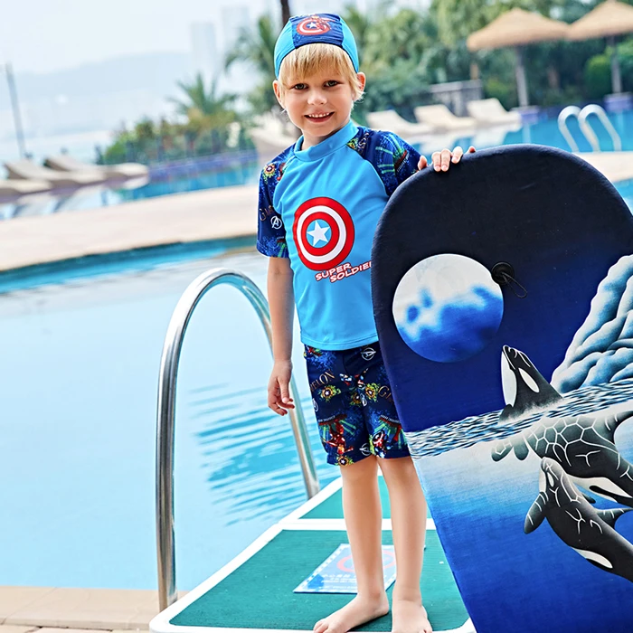 Children Swimsuit Boy Short Sleeve Swimwear Kids Anti-UV Baby Boys Two Piece Bathing Suits Swimming Suit 2019 | Спорт и развлечения
