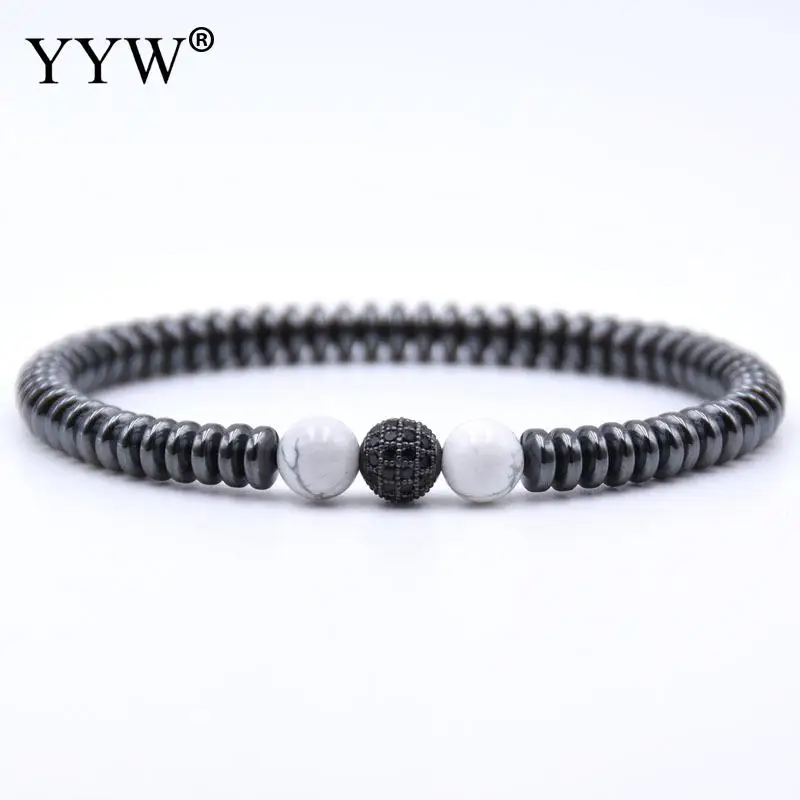 

Natural Stone Bracelets With Elastic Thread Brass Gun Gun Black Plated Fashion Unisex Ethnic Bracelet for Christmas Gift