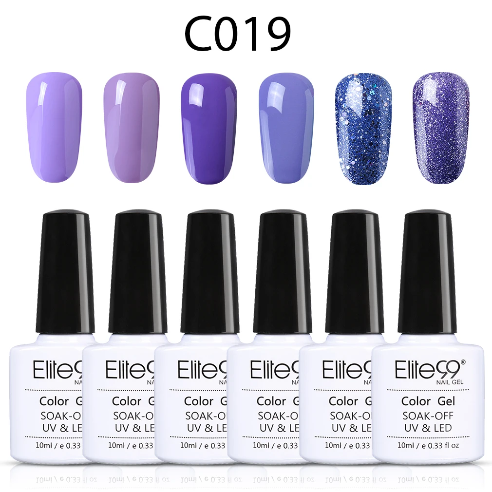 C019 Elite99 6 шт./партия 10 мл Гель-лак замачиваемый Гель-лак для ногтей телесный красный лак для ногтей УФ-гель для ногтей Полупостоянный лак для ногтей - Цвет: C019