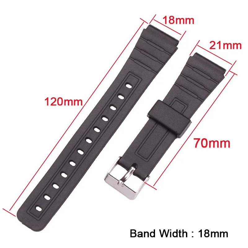 Silicone Watchband Women Men Black Sport Diving Watch Band Strap With Stainless Steel 16mm 18mm 20mm