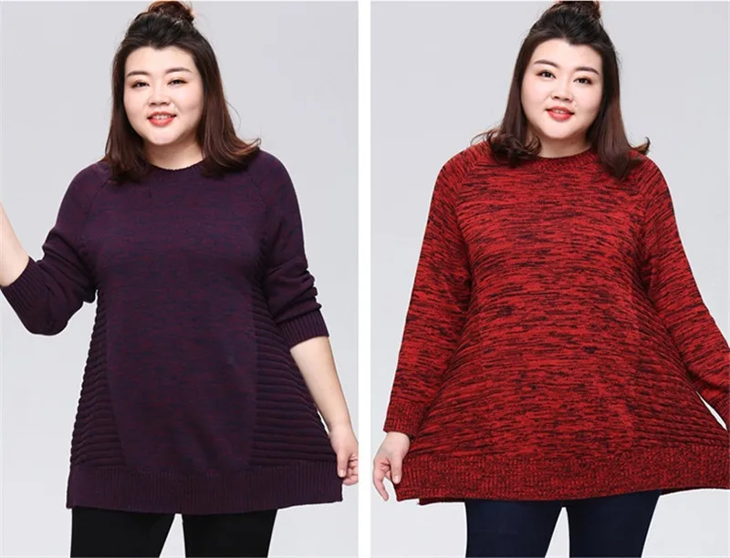 Большие размеры 6XL, вязаные женские свитера,, Осень-зима, хлопковый пуловер, свитера для женщин, Длинные свободные свитера с длинным рукавом, 2392