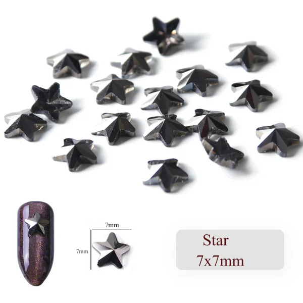 7x7mm Star 10 шт., треугольные 3D Подвески в форме звезды, капли воды, Черный Кристалл, дизайн ногтей, стразы, сделай сам, с плоским дном, для маникюра, ювелирные изделия с алмазами, CH724 - Цвет: 7x7mm Star