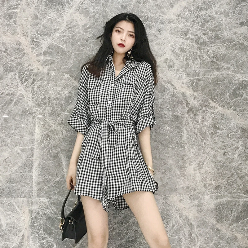 Lychee/женский офисный однотонный клетчатый короткий комбинезон с отложным