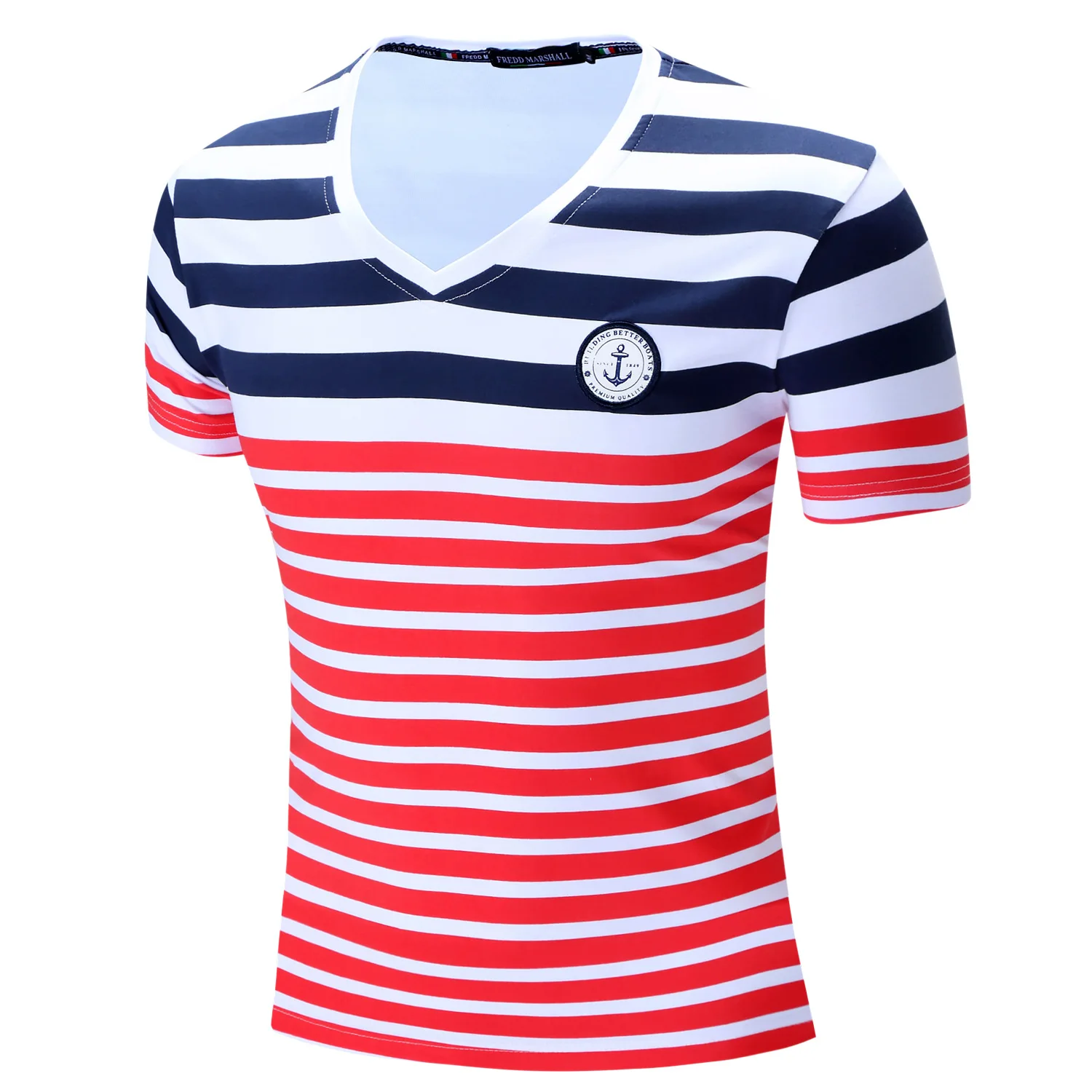 Модная полосатая Хлопковая мужская футболка высокого качества летняя Мужская