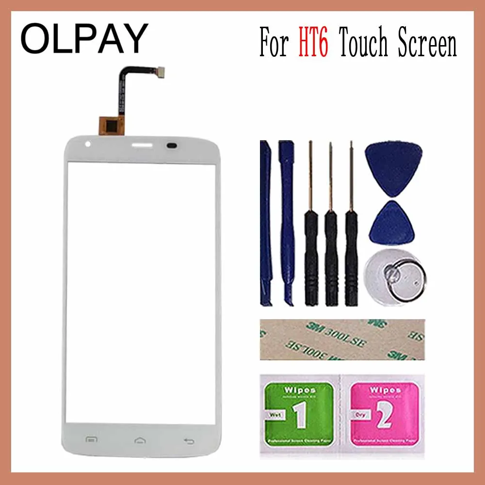 OLPAY 5,5 ''передний сенсорный экран дигитайзер стекло для HOMTOM HT6/HT6 Pro сенсорный экран стекло дигитайзер панель объектив сенсор - Цвет: White With Tools