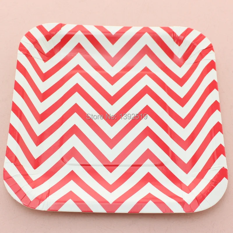 360 шт 7 &quotквадратные шеврон бумажные тарелки для вечеринки на Новый год Рождество