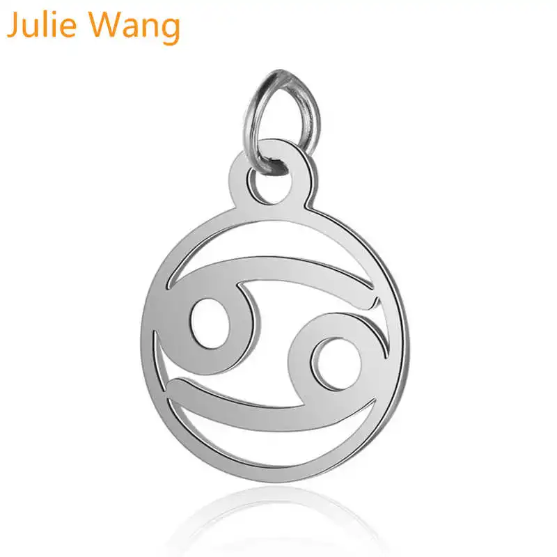 Julie Wang 5 шт. 12 созвездия зодиака шармы из нержавеющей стали Модное Имя ожерелье