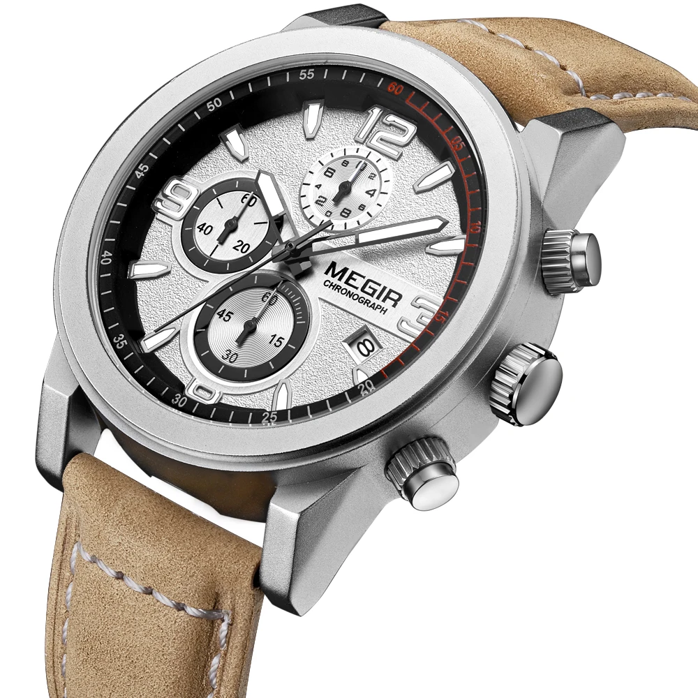 Megir Лидирующий бренд Модные мужские Роскошные брендовые кварцевые часы Chronogragph