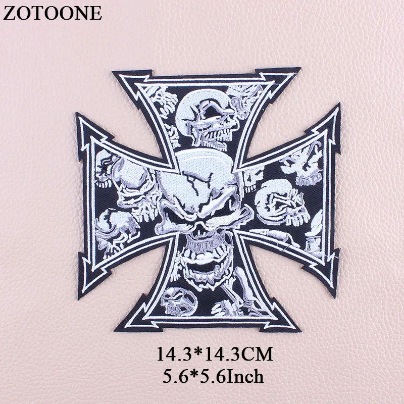 ZOTOONE пластырь с большим черепом, пластырь с утюгом, перекрещивающимся крестом, Панк пластырь для одежды, наклейки, аппликация, вышивка, рок-ткань, пластырь, байкер G