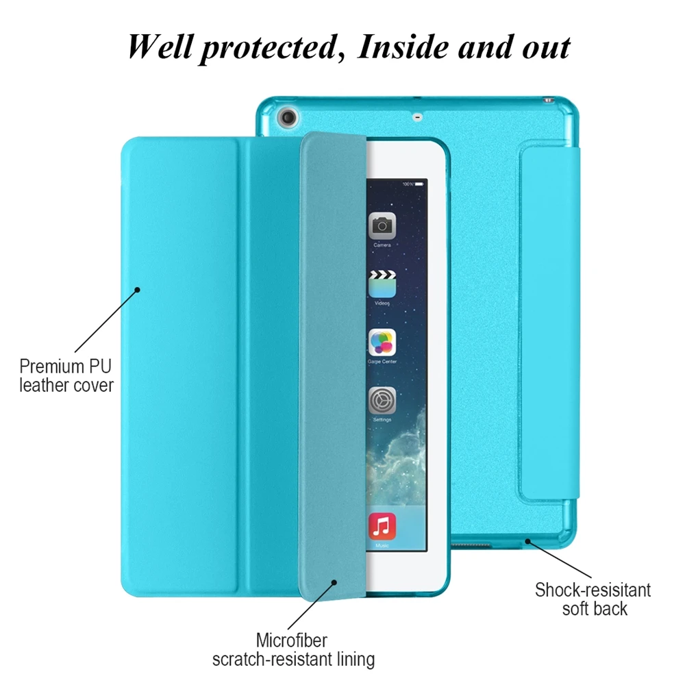 Для Ipad Mini 1 2 3 4 чехол Ультратонкий из искусственной кожи + блестящая силиконовая