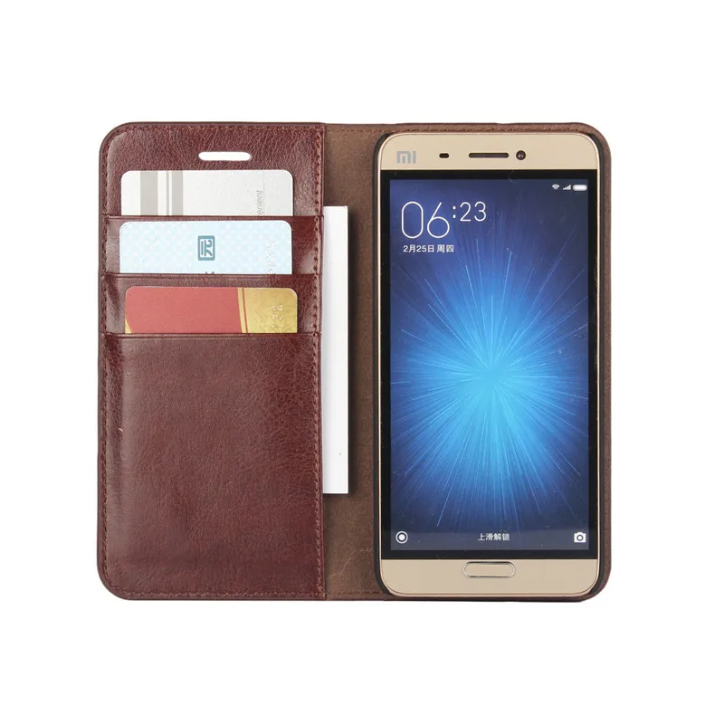 Чехол книжка для Xiaomi Mi5 Оригинальный чехол бумажник из натуральной кожи M5 5 15