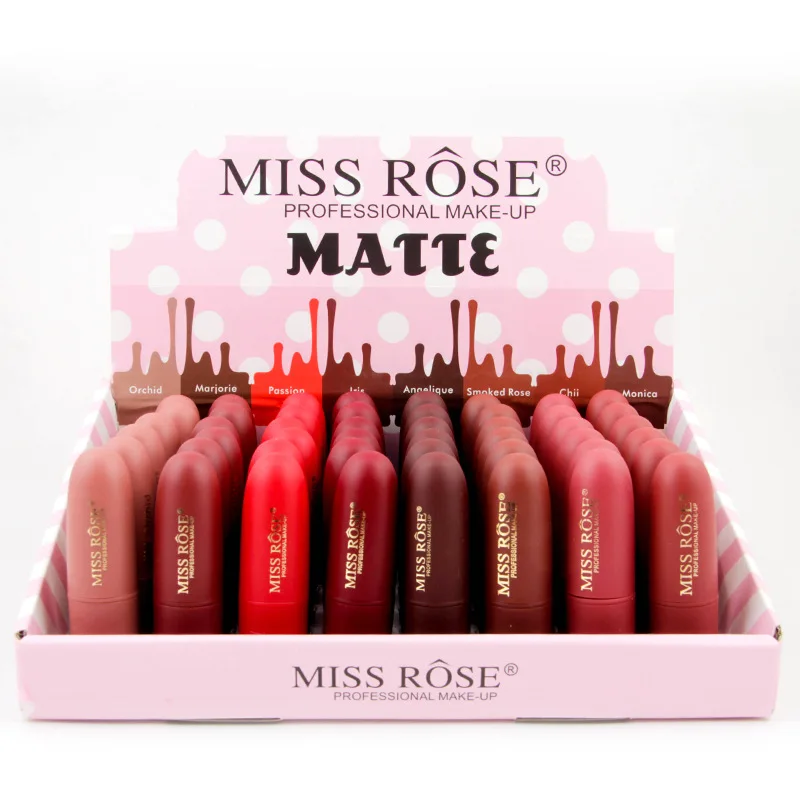Натуральная водостойкая губная помада Miss Rose матовая косметика для губ пикантный