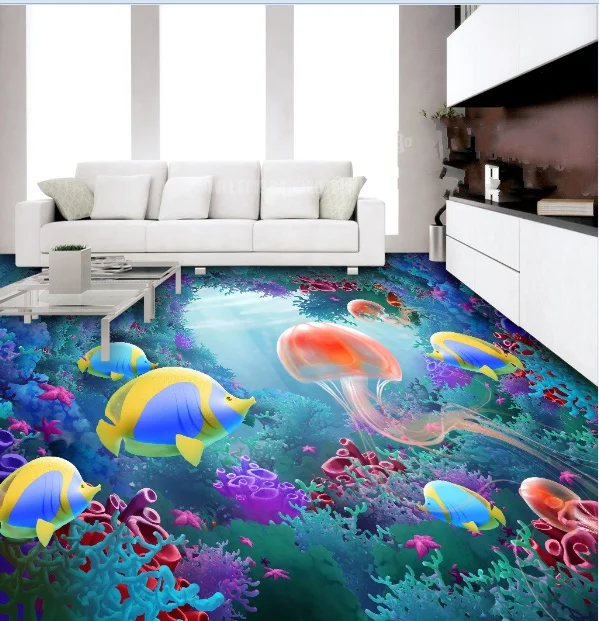 

[Self-Adhesive] 3D Cartoon Sea World 8 Non-slip Waterproof Photo Self-Adhesive Floor Mural Sticker WallPaper Murals Print Decal