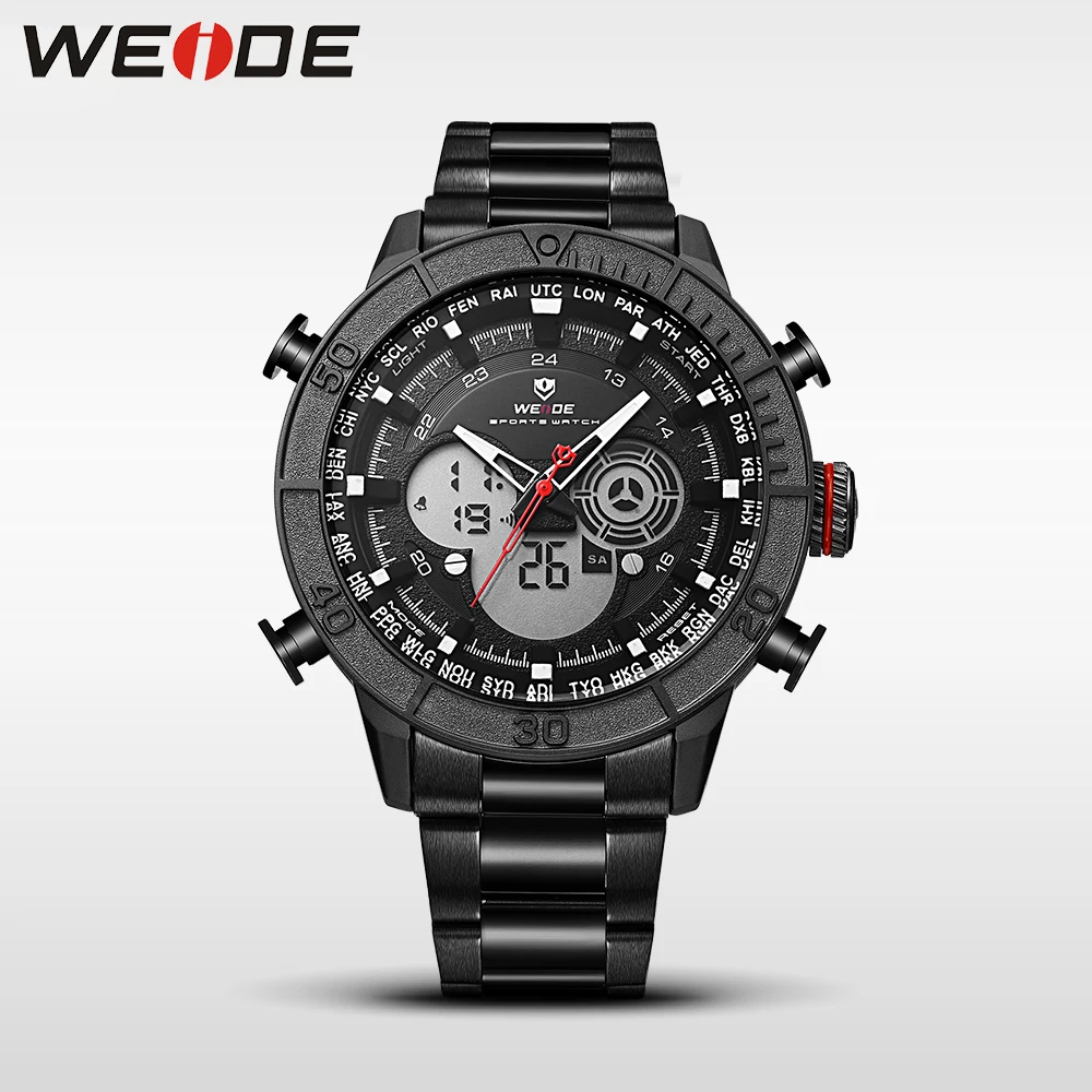 Бренд класса люкс WEIDE аналоговые спортивные часы из нержавеющей стали цифровые