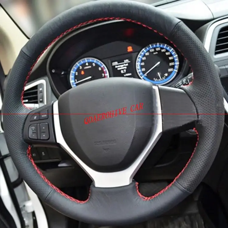 

QDAEROHIVE Artificial micro fiber Leather Car Steering Wheel Cover for Suzuki CELERIO S-CROSS SX4 2013 2014 Suzuki Vitara 2015 +