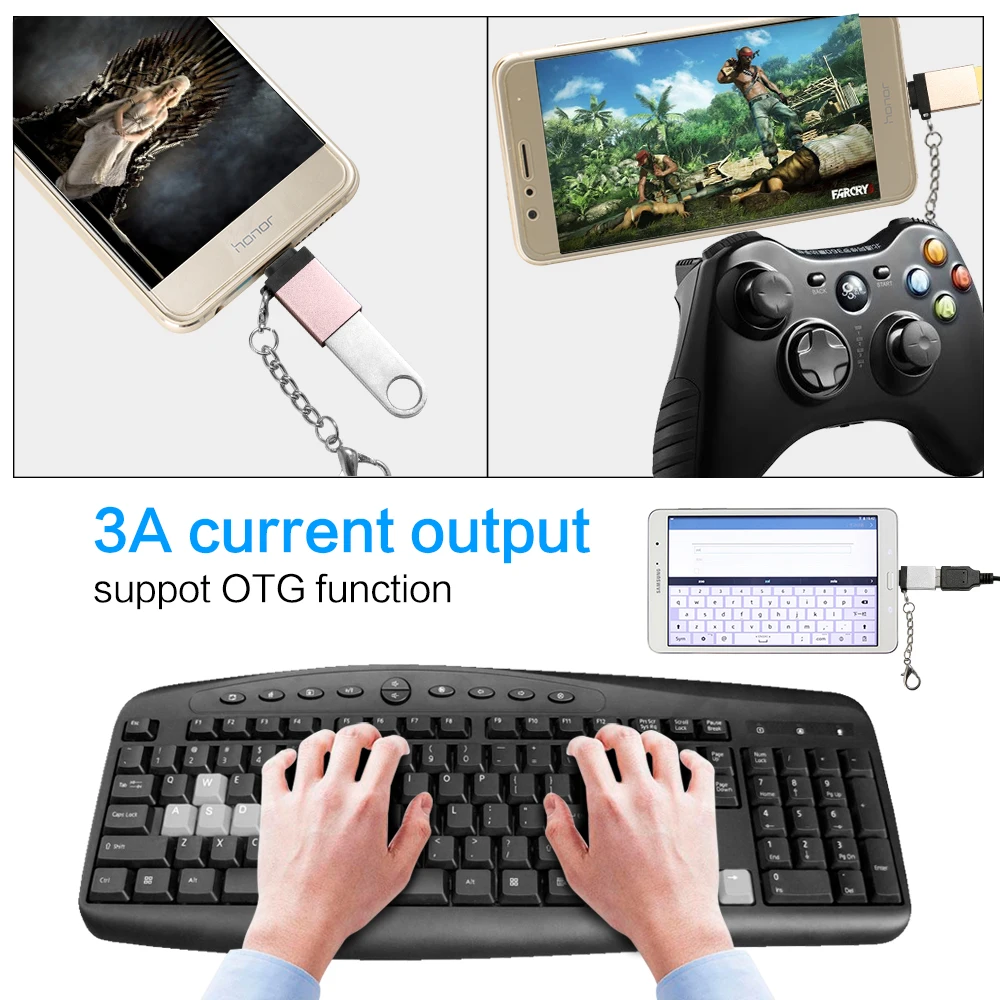 Адаптер Tongdaytech Type C USB к A OTG адаптер конвертер с брелоком для Macbook Samsung S10 S9 S8 Plus LG G5