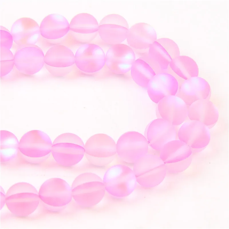 PINK Матовый лунный камень Бусины AB матовый аура Радужный кристалл круглые свободные бусины для изготовления ювелирных изделий подходящие Амулеты Браслет 6-12 мм - Цвет: PINK