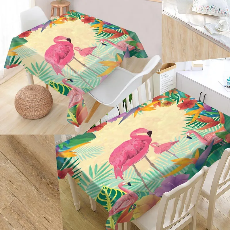 

Flamingos Table Cover Printing Waterproof Tablecloth More Size Tablecloths Kitchen Wedding Hotel Decoration