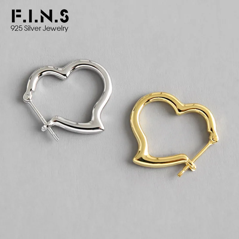 F.I.N.S 925 пробы серебряные Простые Нежные Сладкие серьги-кольцо в форме сердца Япония Корея стиль женские ювелирные изделия аксессуары