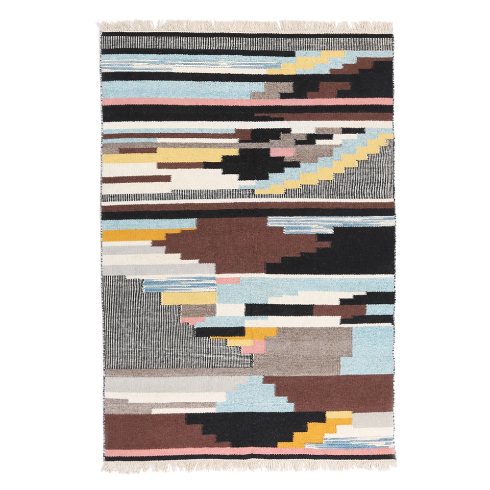 100% шерсть ручной работы ковер для гостиной геометрический индийский синий