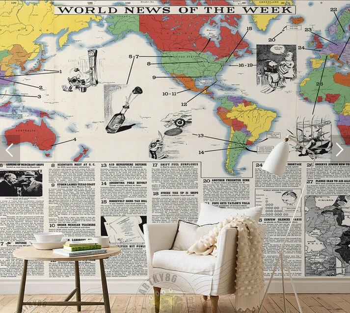 

Custom retro wallpaper, the San Francisco newspaper map for living room restaurant coffee shop background wall vinyl wallpaper