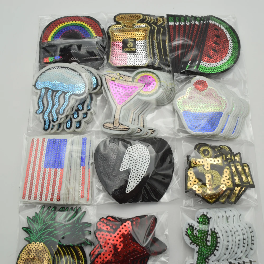 120 шт./компл. смешанные фрукты/Радуга/флаг вышивка пайетками шитье/железо на