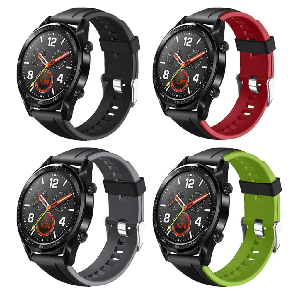Двойной Цветной силиконовый ремешок на запястье для Huawei Watch GT Band спортивный Honor