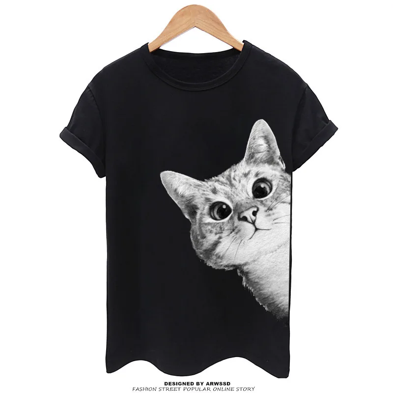 Женская футболка с принтом кошки летняя коротким рукавом 2018 | Мужская одежда
