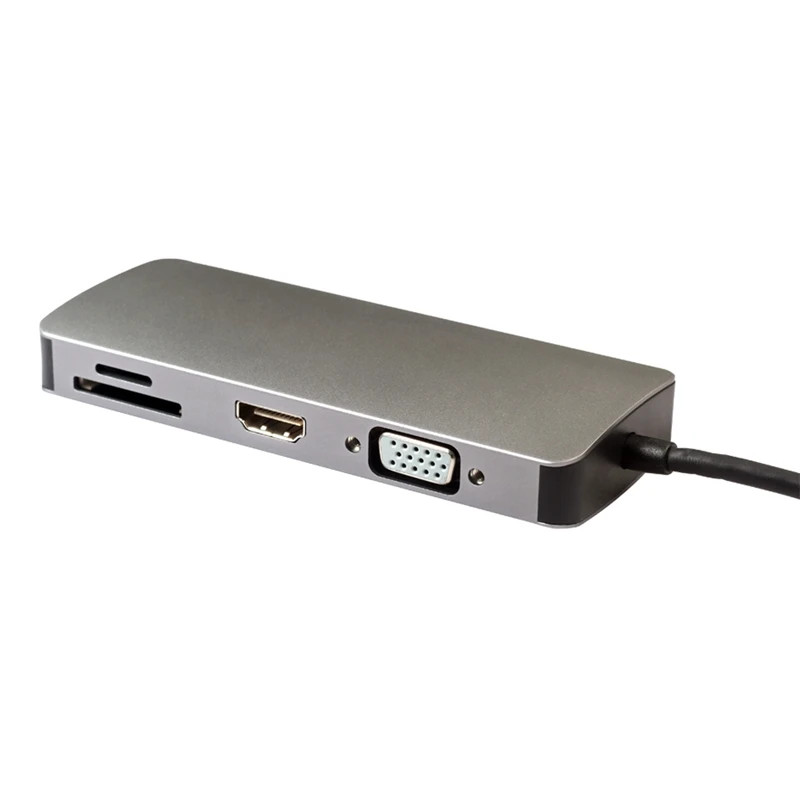Видеоадаптер 8 в 1 Type C Hdmi Vga + Ethernet Lan Rj45 Usb 3 0 Sd Tf кардридер для Macbook Air Pro Для Imac на Tv