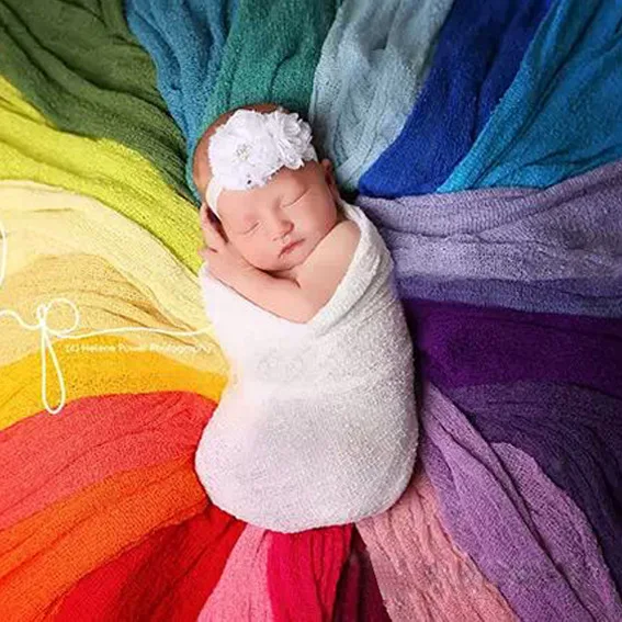 

Handmade 20 Colors Newborn Photo Prop Wraps, Mohair Knit Soft Stretch Photography Prop, Posing White Popcorn Stretchy Baby Wrap