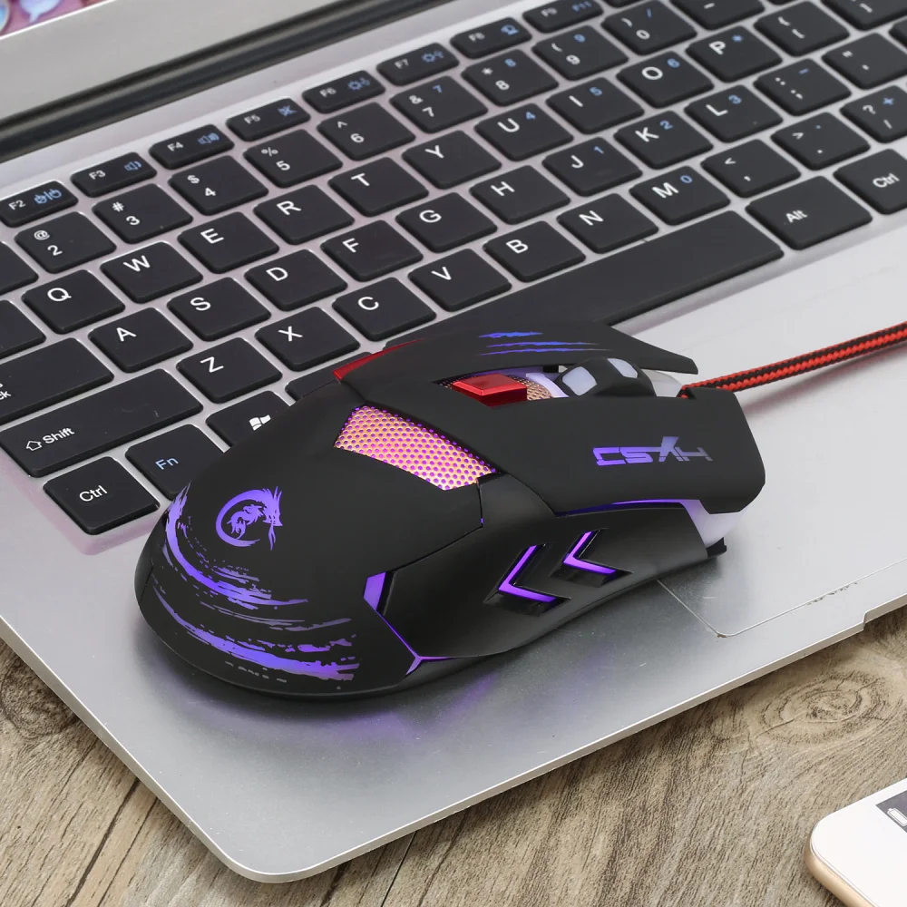 Игровая мышь 3200DPI 6 кнопок светодиодный оптическая макропрограммируемая USB