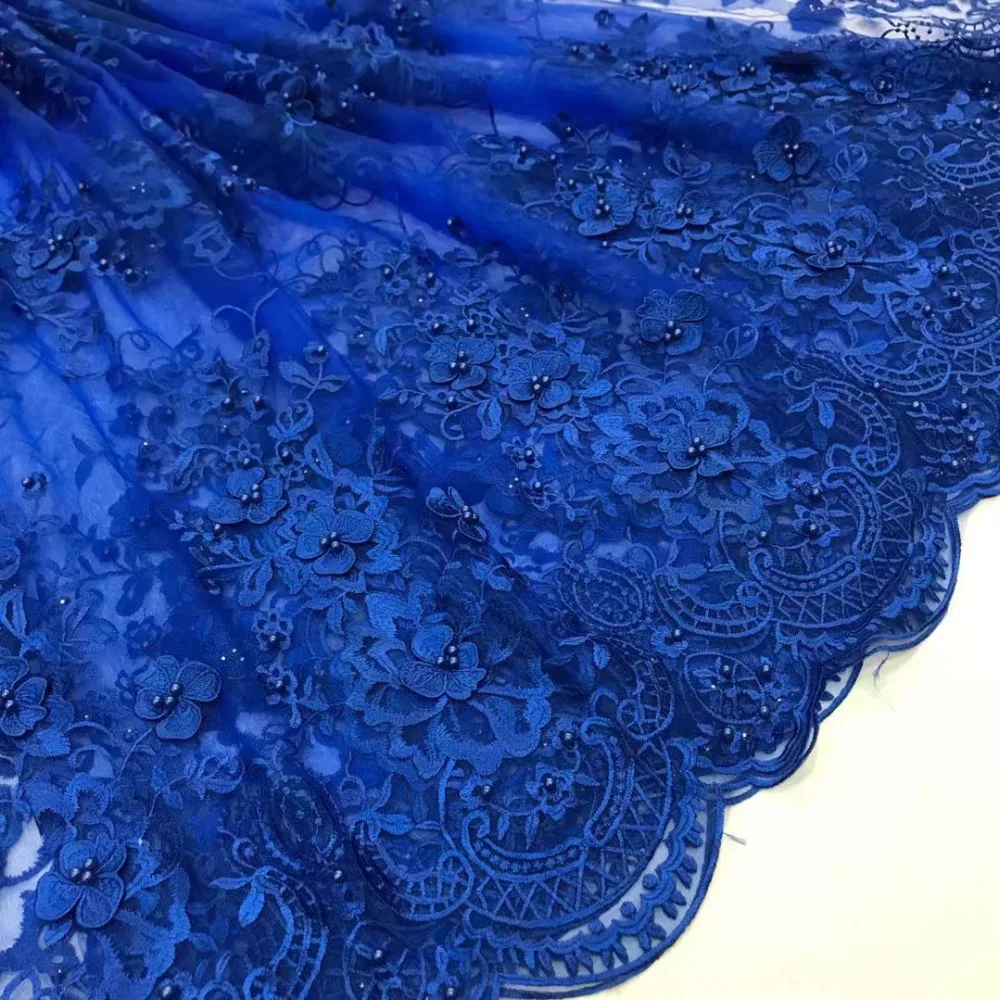 BEAUTIFICAL 3d lace applique white fabric 2018 african french tulle with beads flower pattern 5yards 5N254 | Дом и сад